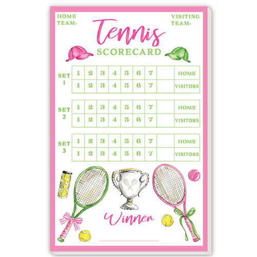 Hand Painted Pink Tennis Scorecard Large Notepad