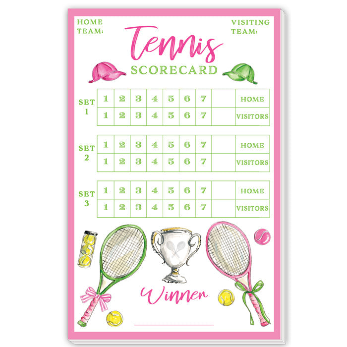 Hand Painted Pink Tennis Scorecard Large Notepad