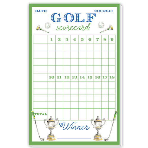 Hand Painted Green Golf Scorecard Large Notepad