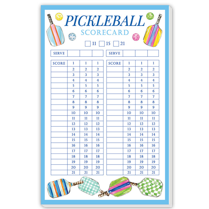 Pickleball Scorecard Blue Border Large Notepad