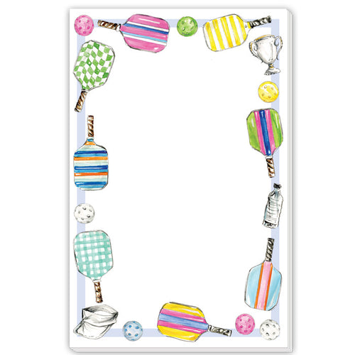 Colorful Pickleball Paddles and Icons Border Large Notepad