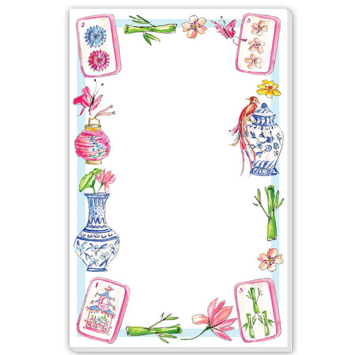 Hand Painted Mahjong Icons Border Large Notepad