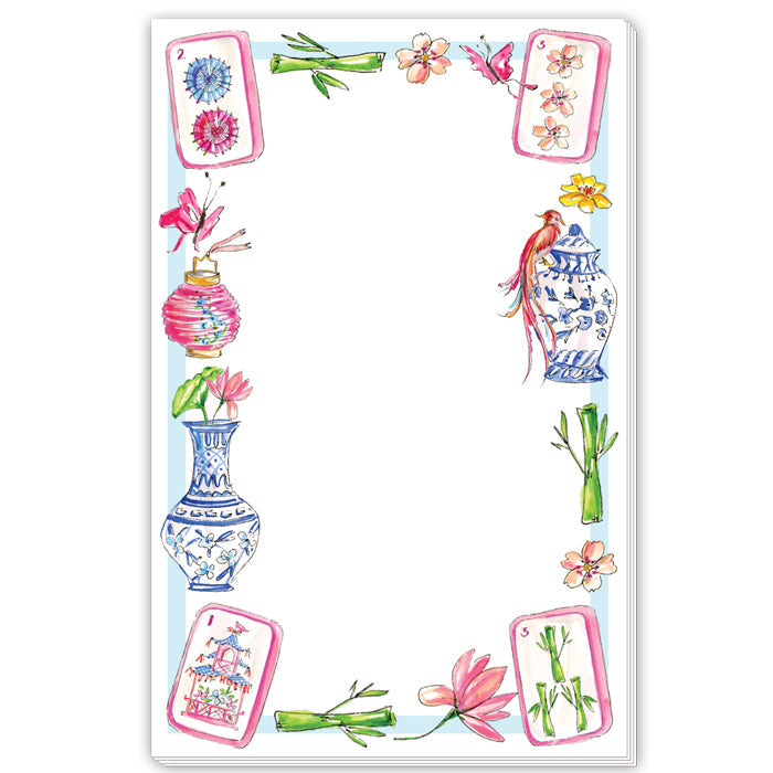 Hand Painted Mahjong Icons Border Large Notepad