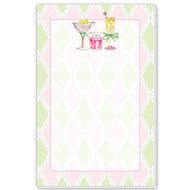 Tennis Cocktails Pink Green Argyle Background Large Notepad