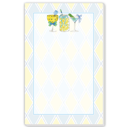 Pickleball Cocktails Yellow Blue Background Large Notepad
