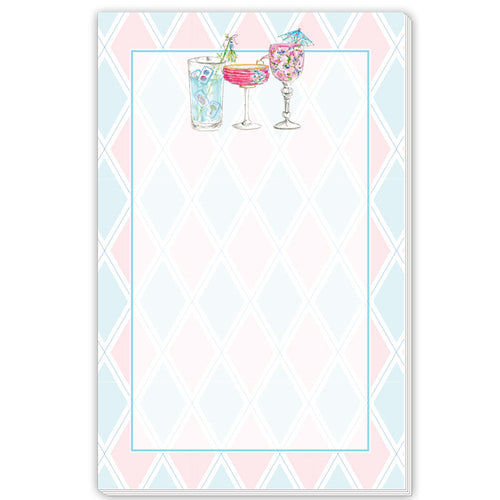 Mahjong Cocktails Pink Blue Background Large Notepad