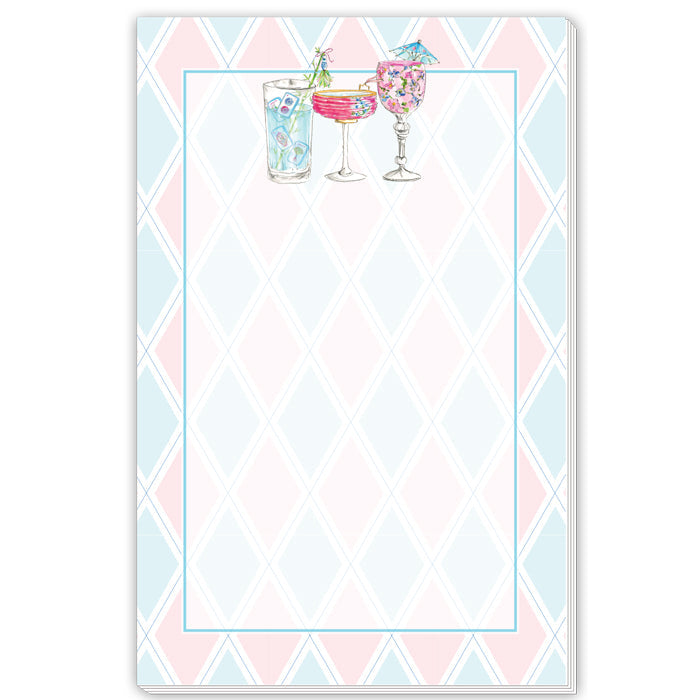Mahjong Cocktails Pink Blue Background Large Notepad