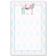 Mahjong Cocktails Pink Blue Background Large Notepad