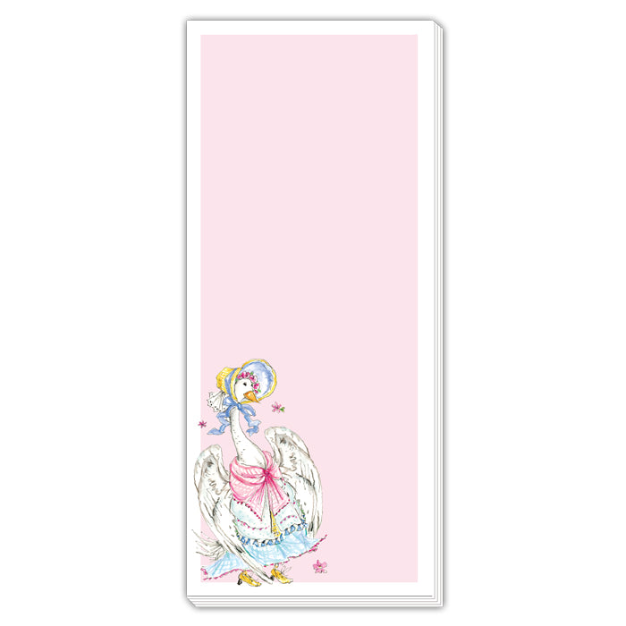 Hand Painted Mother Goose On Pink Skinny Notepad