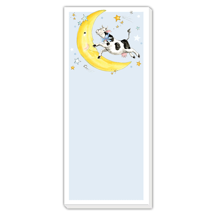 The Cow Jumped Over The Moon On Blue Skinny Notepad