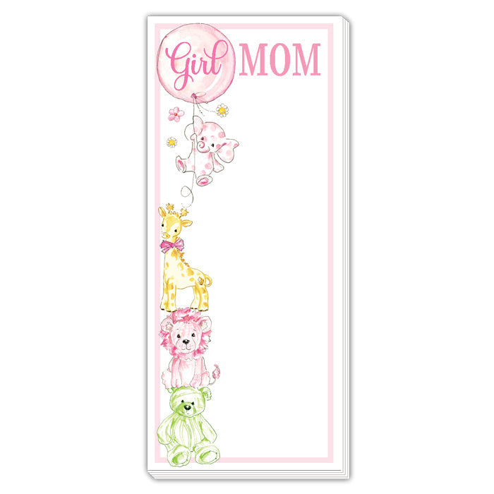 Pink Girl Mom Stuffies With Balloon Skinny Notepad