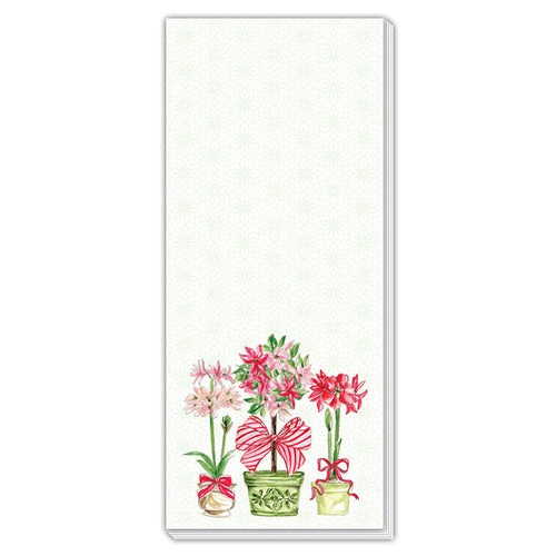 Christmas Poinsettia and Amaryllis Skinny Notepad