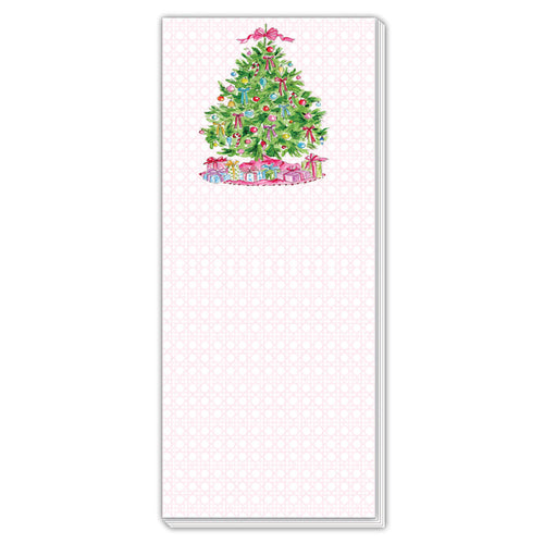 Pink Christmas Tree with Colorful Ornaments Skinny Notepad