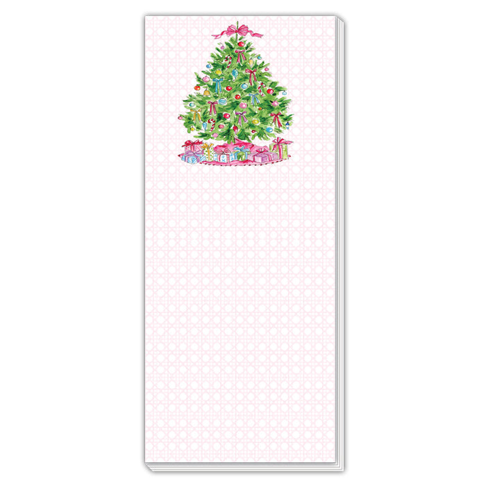 Pink Christmas Tree with Colorful Ornaments Skinny Notepad