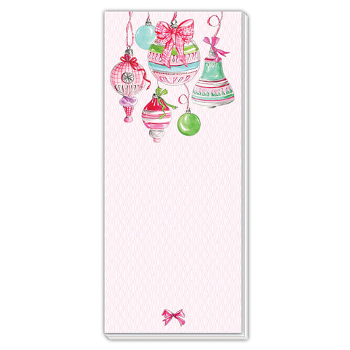 Pink and Green Vintage Hanging Ornaments Skinny Notepad