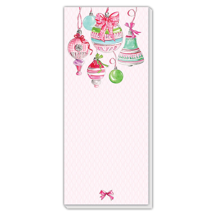 Pink and Green Vintage Hanging Ornaments Skinny Notepad