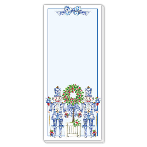 Blue Chinoiserie Nutcrackers with Topiary Skinny Notepad