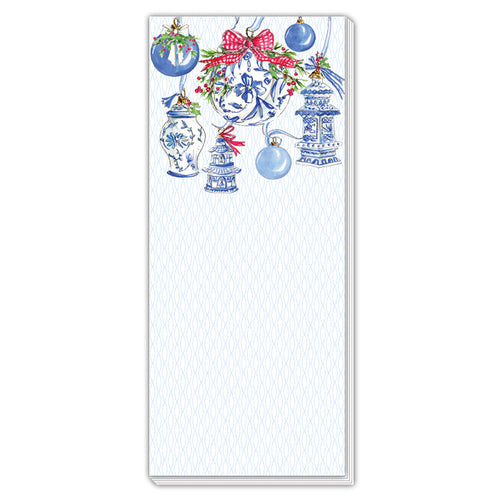 Blue Chinoiserie Ornaments Hanging Skinny Notepad