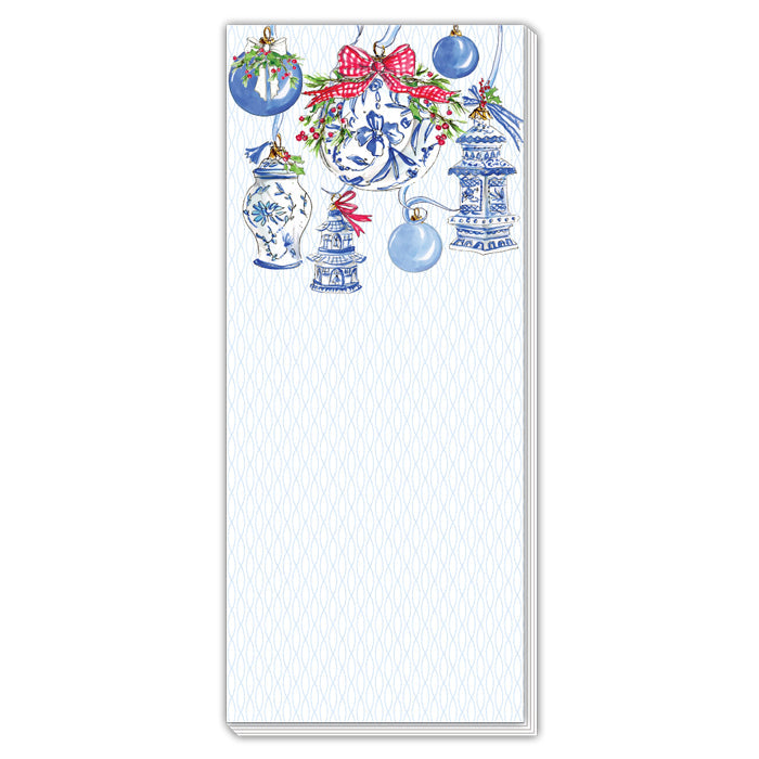 Blue Chinoiserie Ornaments Hanging Skinny Notepad
