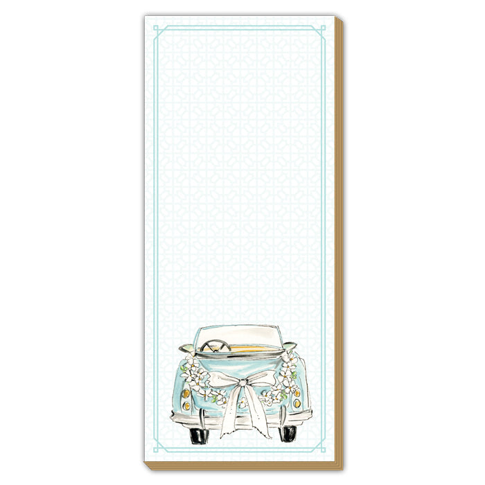 Blue Get Away Car With Bow And Flowers Luxe Skinny Pad