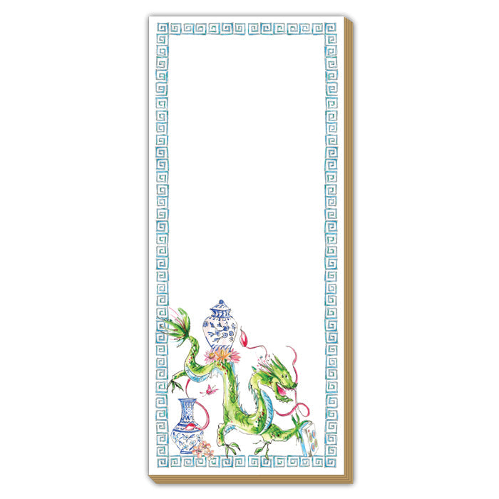 Mahjong Dragon Blue Chinoiserie Pots Luxe Skinny Pad