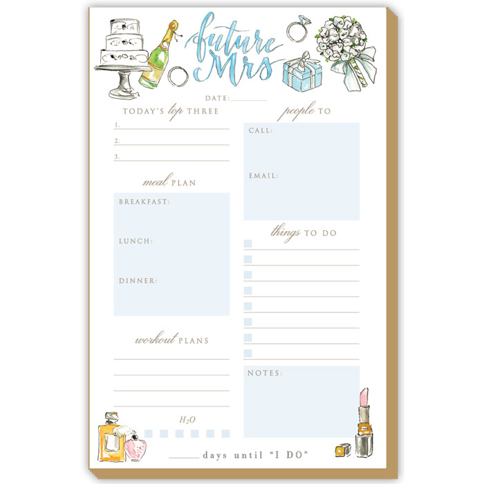 Hand Painted Future Mrs with Bridal Icons Luxe Large Notepad