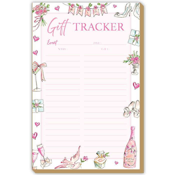 Gift Tracker Pink Wedding Icons Luxe Large Notepad