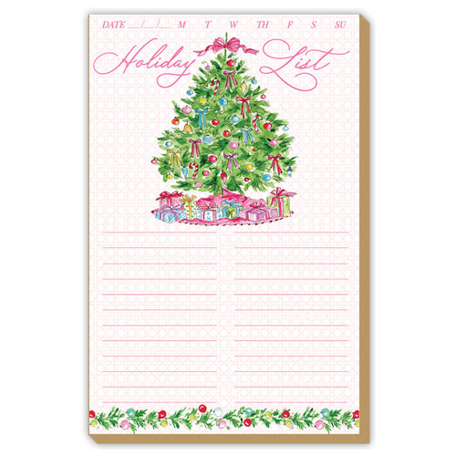 Holiday List Pink Christmas Tree Luxe Large Notepad