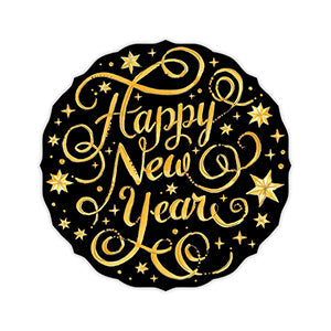 Happy New Year Gold on Black Posh Die-Cut Placemat