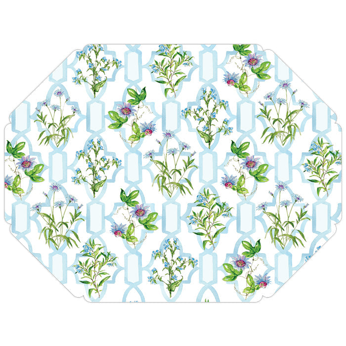 Blue Botanical Pattern Posh Die-Cut Placemats