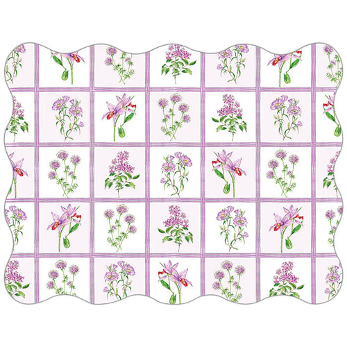 Lavender Botanical Windowpane Posh Die-Cut Placemats