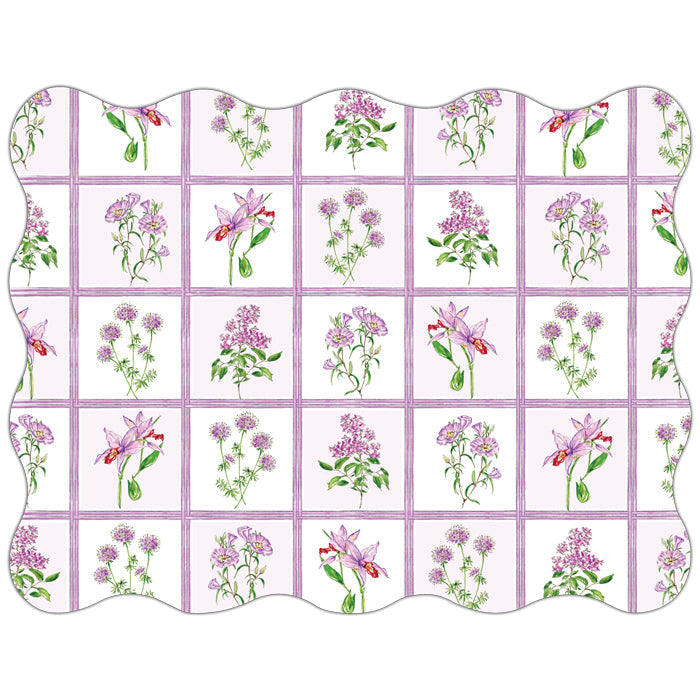 Lavender Botanical Windowpane Posh Die-Cut Placemats