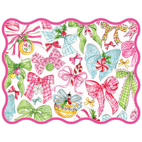 Pink Christmas Bows Posh Die-Cut Placemats