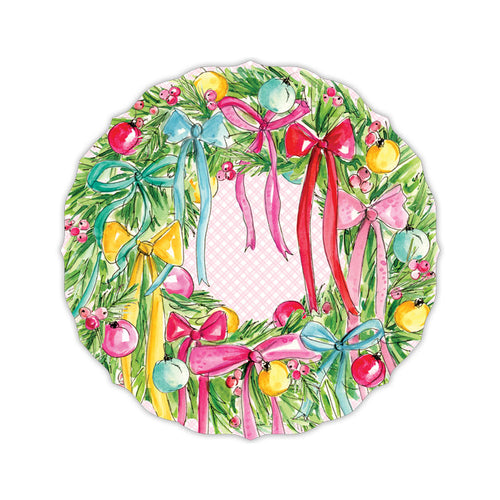 Vintage Pink Bow Wreath Posh Die-Cut Placemats