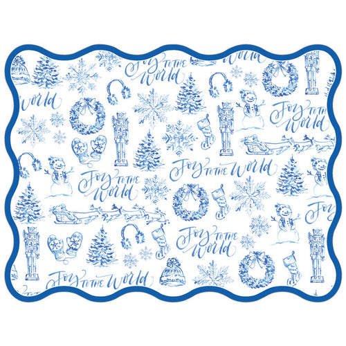 Blue Christmas Toile Posh Die-Cut Placemats