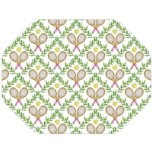 Crossed Tennis Racquets In Trellis Posh Die-Cut Placemats