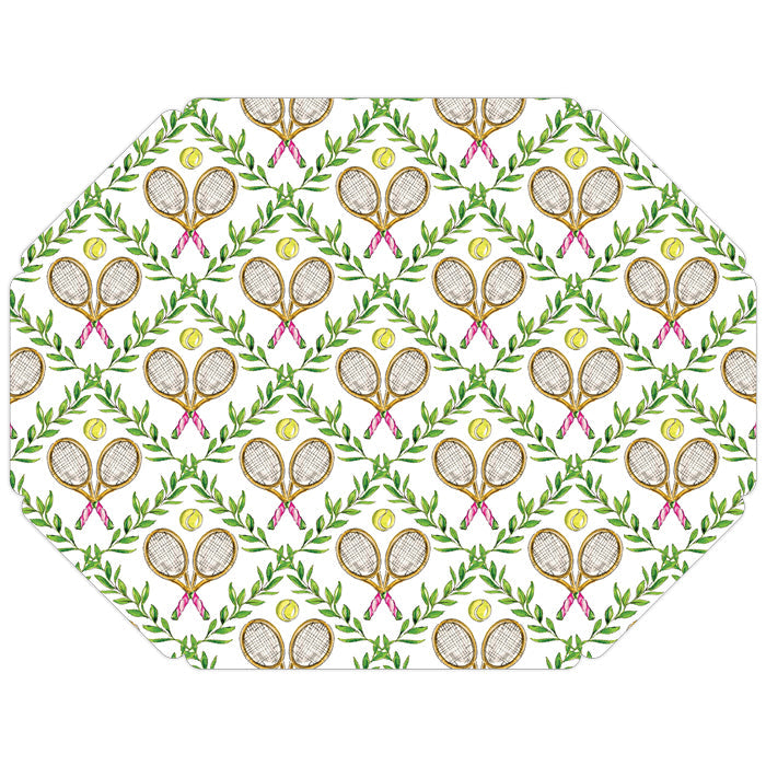 Crossed Tennis Racquets In Trellis Posh Die-Cut Placemats