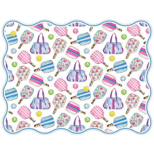 Pickleball Equipment Wavy Edge Posh Die-Cut Placemats