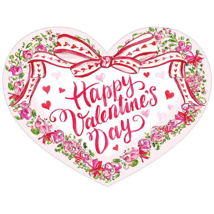 Floral Heart Valentines Day Pink Red Posh Die-Cut Placemat