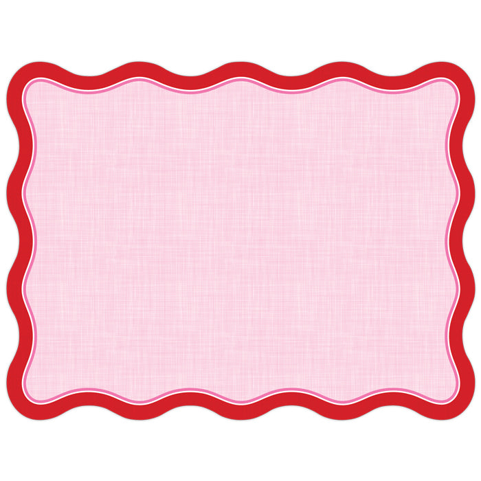 Light Pink Linen with Red Border Posh Die-Cut Placemat