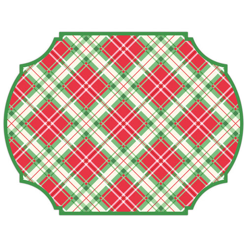 Lauren Dunn Bright Red and Green Christmas Plaid Posh Die-Cut Placemats