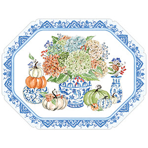 Autumn Feast Pumpkin And Hydrangea Posh Die-Cut Placemats