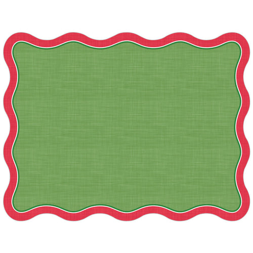 Red and Green Wavy Edge Posh Die-Cut Placemats