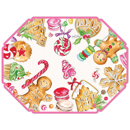 Gingerbread Cookies and Candy Pink Posh Die-Cut Placemat