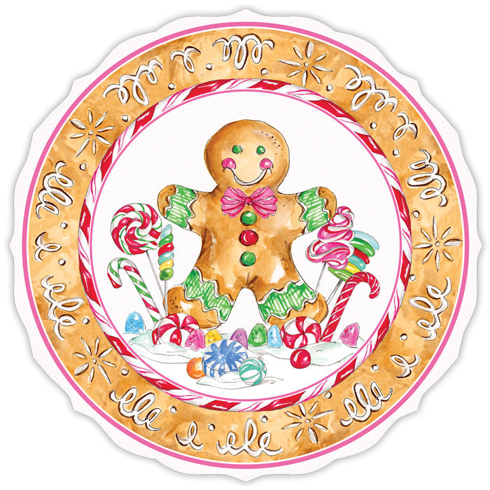 Candy gingerbread Man with Cookie Border Posh Die-Cut Placemat