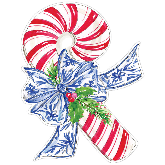 Striped Candy Cane with Blue Bow Posh Die-Cut Placemats