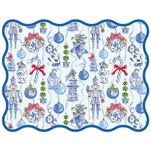 Blue Chinoiserie Ornaments Posh Die-Cut Placemats