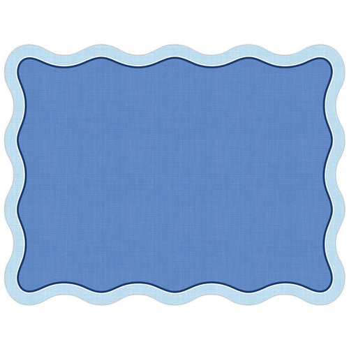 Blue and Light Blue Wavy Edge Die-Cut Placemats