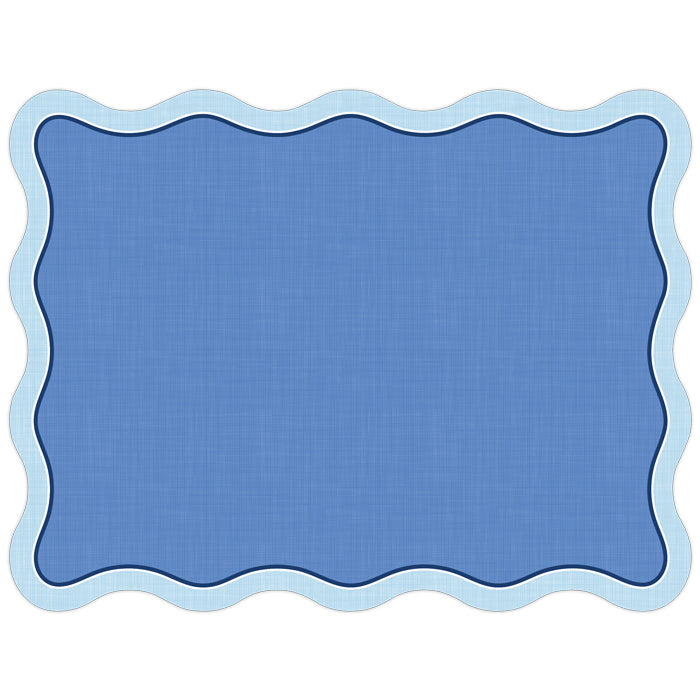 Blue and Light Blue Wavy Edge Die-Cut Placemats