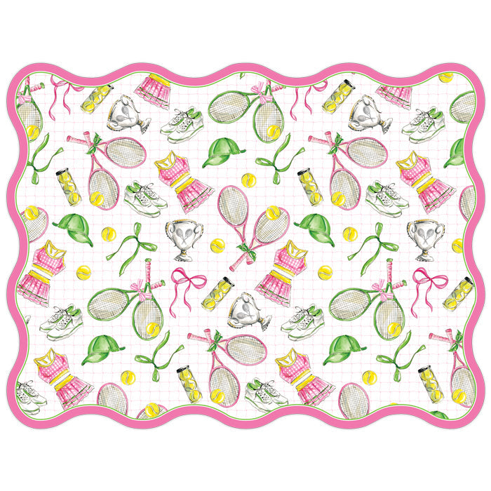 Hand Painted Tennis Icons Pattern Posh Die-Cut Placemats